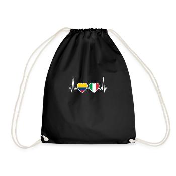 Colombia Italy Heartbeat Flag Colombian - Drawstring Bag - black - Front
