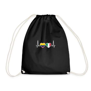 Colombia Italy Vintage Heartbeat Flag - Drawstring Bag - black - Front