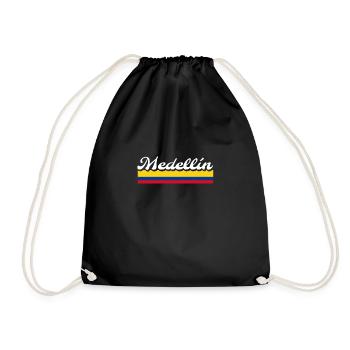Medellin Colombia Colombian flag - Drawstring Bag - black - Front