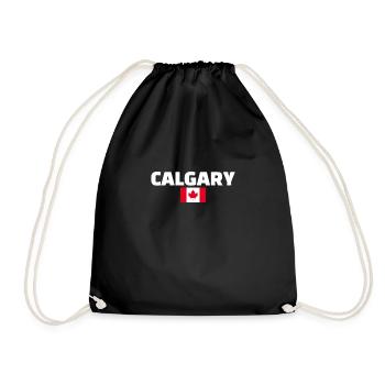 Calgary, Canada, Canadian flag, Canadian - Drawstring Bag - black - Front