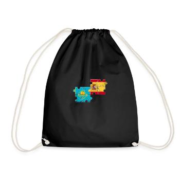 Kazakhstan Espagne Drapeau Vintage Espagnol Kazakh - Sac de sport léger - noir - Devant