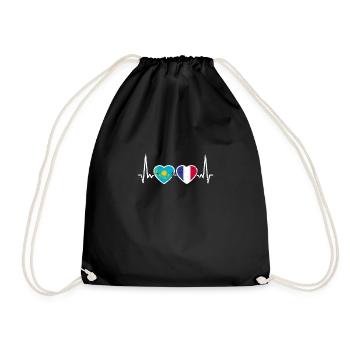 Kazakhstan France Vintage Heartbeat Flag - Sac de sport léger - noir - Devant