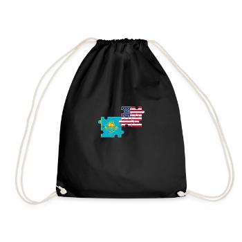 Kazakhstan USA Flag American Kazakh - Drawstring Bag - black - Front