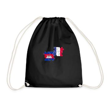 Cambodia France Flag Cambodian - Drawstring Bag - black - Front