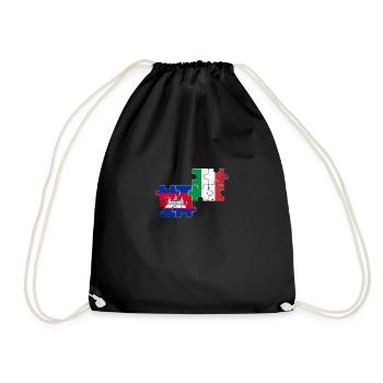 Cambodia Italy Vintage Flag Cambodian - Drawstring Bag - black - Front