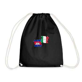 Cambodia Italy Flag Cambodian - Drawstring Bag - black - Front