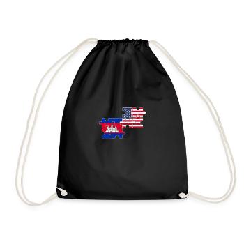 Cambodia USA flag Cambodian - Drawstring Bag - black - Front