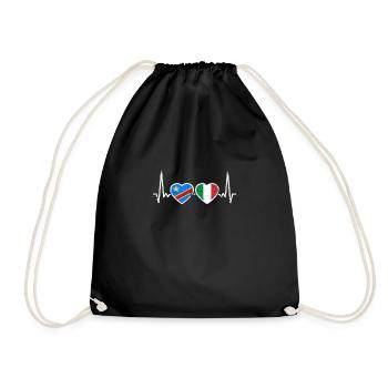 DR Congo Italy Vintage Heartbeat Flag - Drawstring Bag - black - Front