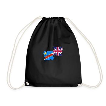DR Congo UK Flag British Congolese - Drawstring Bag - black - Front
