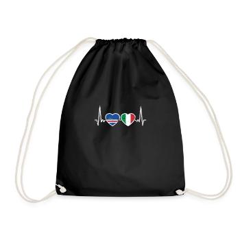 Kap Verde Italien Vintage Herzschlag Flagge - Turnbeutel - Schwarz - Vorne