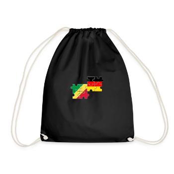 Republik Kongo Deutschland Flagge Kongolese - Turnbeutel - Schwarz - Vorne