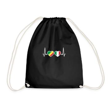 Republik Kongo Italien Herzschlag Flagge Kongole - Turnbeutel - Schwarz - Vorne