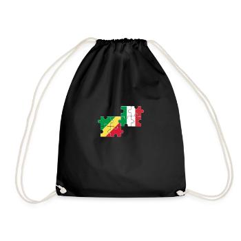 Republik Kongo Italien Flagge Italienisch Kongole - Turnbeutel - Schwarz - Vorne