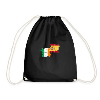 Ireland Spain Heartbeat Flag Spanish Irish - Drawstring Bag - black - Front