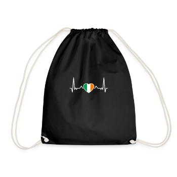 Irland Herzschlag Irische Flagge Ire - Turnbeutel - Schwarz - Vorne