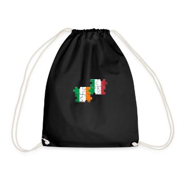 Ireland Italy Vintage Flag Italian Irish - Drawstring Bag - black - Front
