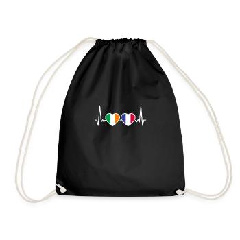 Ireland France Heartbeat Flag Irish - Drawstring Bag - black - Front