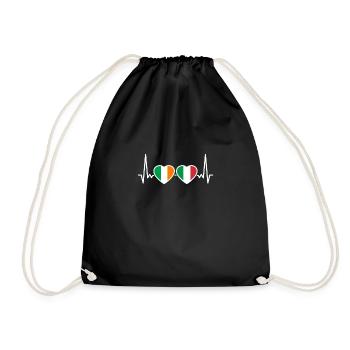 Irlande Italie Heartbeat Flag Italien Irlandais - Sac de sport léger - noir - Devant