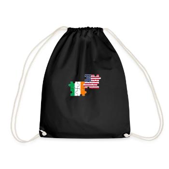Ireland USA Flag American Irish - Drawstring Bag - black - Front