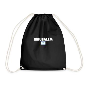 Jerusalem Israel Israelische Flagge Israeli - Turnbeutel - Schwarz - Vorne