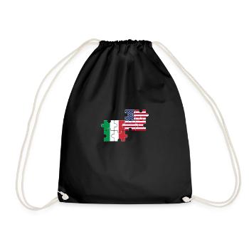 Italy USA Flag American Italian - Drawstring Bag - black - Front