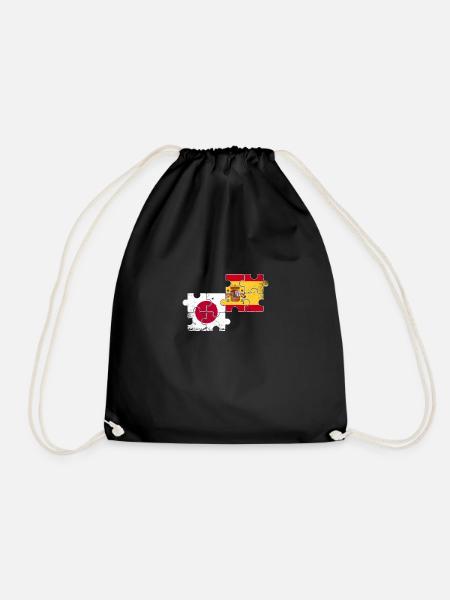 Japan Spain Vintage Flag Spanish Japanese - Drawstring Bag - black