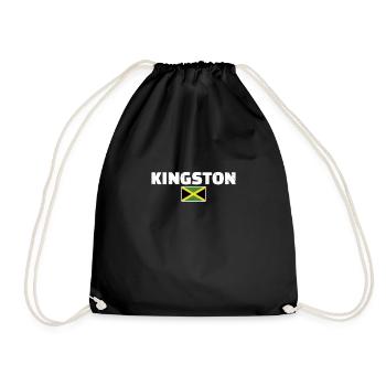 Kingston Vintage Jamaika Jamaikanische Flagge - Turnbeutel - Schwarz - Vorne