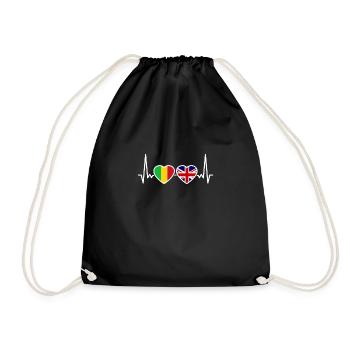 Mali UK Heartbeat Flag British Malian - Drawstring Bag - black - Front