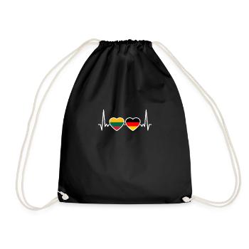 Lithuania Germany Heartbeat Flag Lithuanian - Drawstring Bag - black - Front