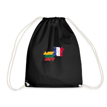 Lithuania France Flag French Lithuanian - Drawstring Bag - black - Front