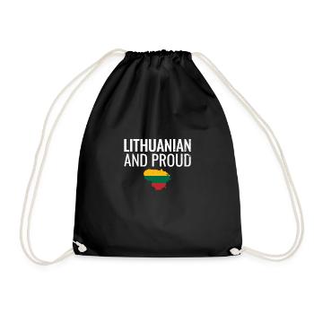 Lithuanian And Proud Vintage Lithuania Flag - Drawstring Bag - black - Front