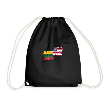 Lithuania USA Flag American Lithuanian - Drawstring Bag - black - Front