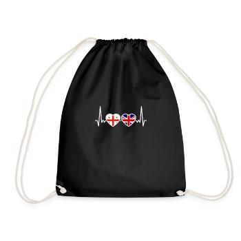 Georgia UK Heartbeat Flag British Georgian - Drawstring Bag - black - Front