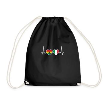 Ghana Italien Herzschlag Flagge Ghanaer - Turnbeutel - Schwarz - Vorne