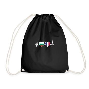 Bulgaria France heartbeat flag Bulgaria - Drawstring Bag - black - Front