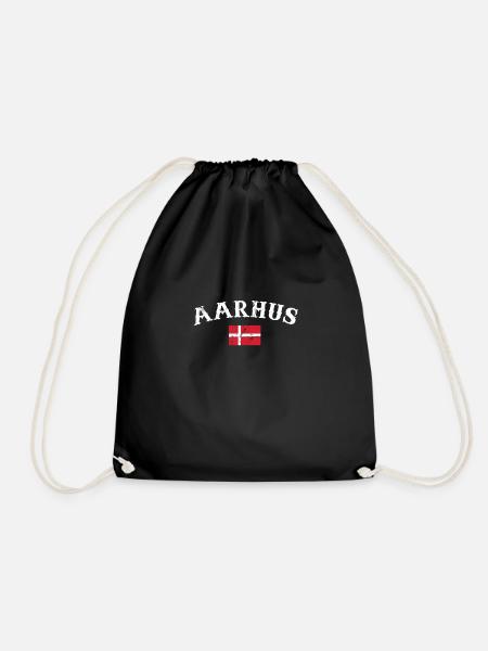 Aarhus Dänemark Vintage Dänische Flagge Däne - Turnbeutel - Schwarz