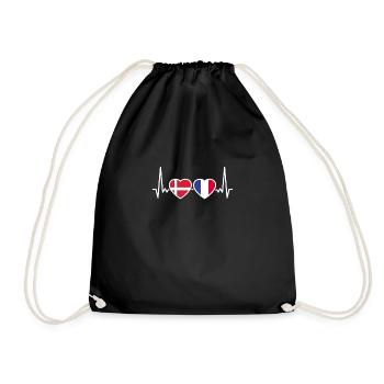 Denmark France Heartbeat Flag Dane - Drawstring Bag - black - Front