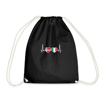 Danemark Italie Vintage Heartbeat Flag Dane - Sac de sport léger - noir - Devant