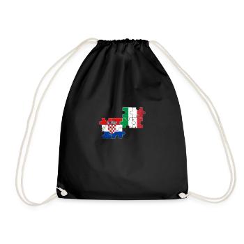 Croatia Italy Vintage Flag Italian Croatian - Drawstring Bag - black - Front