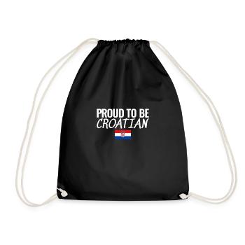 Proud To Be Croatian Croatia Croatian Flag - Drawstring Bag - black - Front