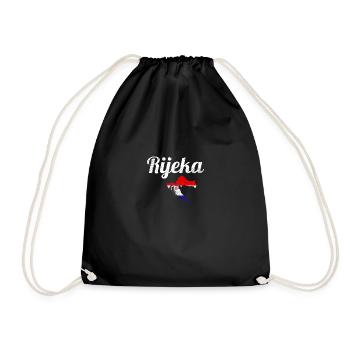 Rijeka Vintage Map Croatia Croatian Flag - Drawstring Bag - black - Front