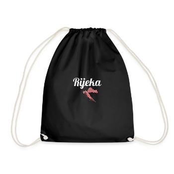 Rijeka Vintage Map Croatia Flag Croatian - Drawstring Bag - black - Front