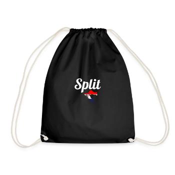 Split Map Croatia Croatian Flag Croatian - Drawstring Bag - black - Front