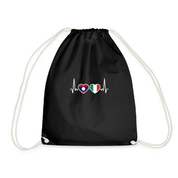 Laos Italie Heartbeat Flag Laotien italien - Sac de sport léger - noir - Devant
