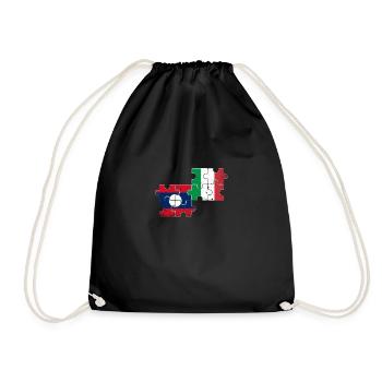 Laos Italy Vintage Flag Italian Laotian - Drawstring Bag - black - Front