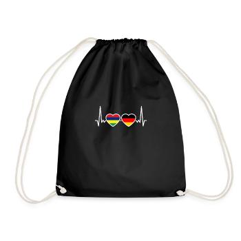 Mauritius Germany Heartbeat Flag Mauritian - Drawstring Bag - black - Front