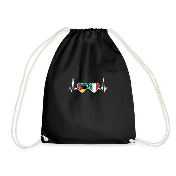 Mozambique Italy Vintage Heartbeat Flag - Drawstring Bag - black - Front