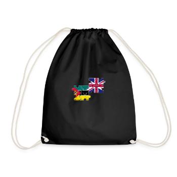 Mozambique UK Vintage Flag British Mozambican - Drawstring Bag - black - Front
