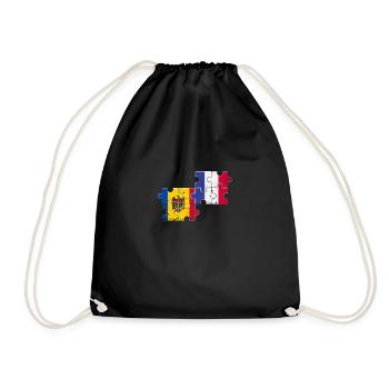 Moldova France Vintage Flag Moldovan - Drawstring Bag - black - Front