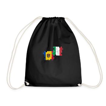 Moldova Italy Vintage Flag Italian Moldovan - Drawstring Bag - black - Front